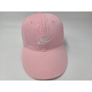 Women Nike Strapback Adjustable (Fits Small) Hat Cap Cotton Swoosh Pink White